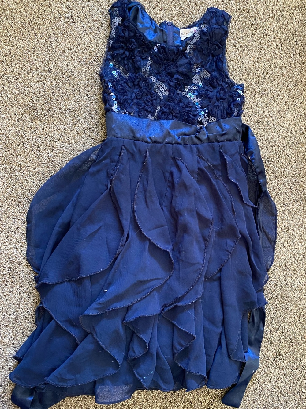 Girl’s Size 5 Navy Blue Sequin Top Dress
